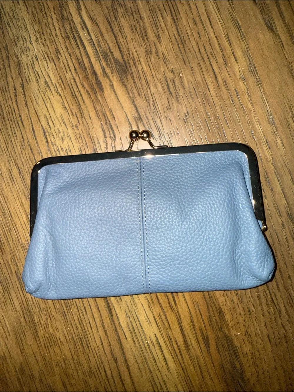 Royal Bagger Blue Genuine Leather Kiss Lock Clutch Wallet